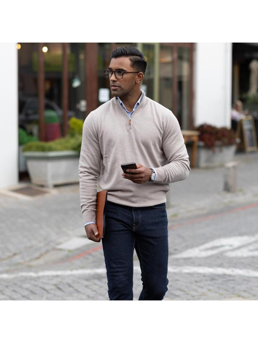 Collars & Co. NWT Cashmere Australian Merino Quarter Zip Sweater - Size Large - Picture 2 of 5